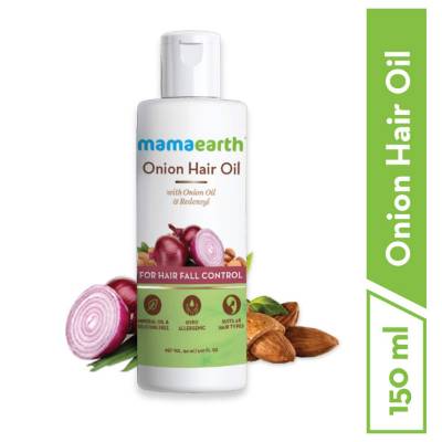 Picture of Mamaearth Onion Hair Oil for Hair Regrowth & Hair Fall Control with Redensyl, 150ml