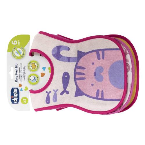 Picture of Chicco Weaning Bib 6M+ 3Pcs Girl/Neutral