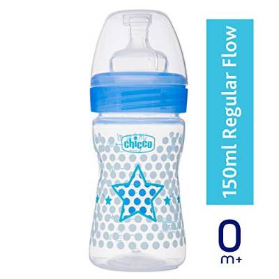 Picture of Chicco Wellbeing Feeding Bottle 150ml Sil- New (Blue)