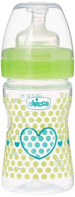 Picture of Chicco Wellbeing Feeding Bottle 150ml Sil- New (Green)