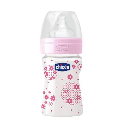 Picture of Chicco Wellbeing Feeding Bottle 150ml Sill- New (Pink)