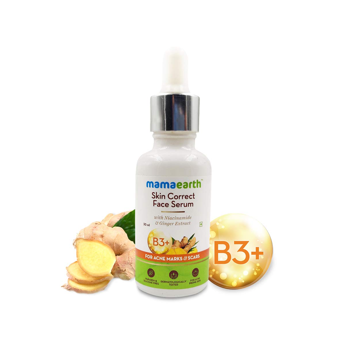 Picture of Mamaearth Skin Correct Face Serum with Niacinamide and Ginger Extract for Acne Marks &amp; Scars - 30ml