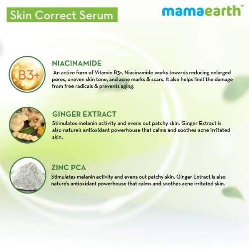 Picture of Mamaearth Skin Correct Face Serum with Niacinamide and Ginger Extract for Acne Marks &amp; Scars - 30ml