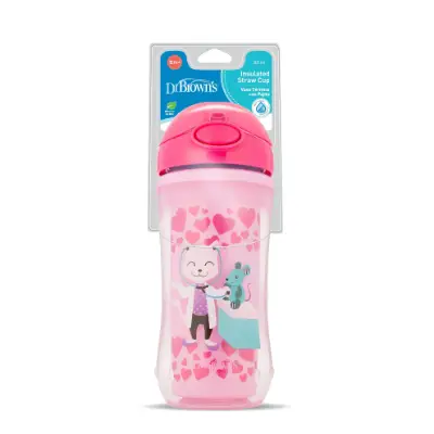 Picture of Dr. Brown's 10 oz/ 300ml Insulated Straw Cup - Pink (12m+)