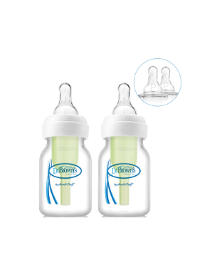 Picture of Dr. Brown's 2 oz/60ml PP Options+ Narrow Bottle, 2-Pack with Preemie Nipple