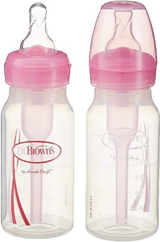 Picture of Dr. Brown's 4 oz / 120ml PP Narrow-Neck "Options" Baby Bottle - Pink, 2-Pack