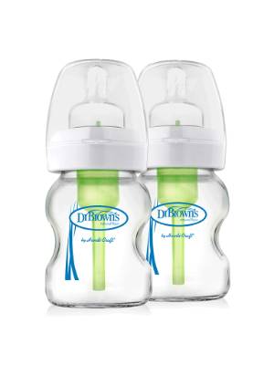 Picture of Dr. Brown's 5 oz / 150ml Glass Wide-Neck "Options" Baby Bottle, 2-Pack