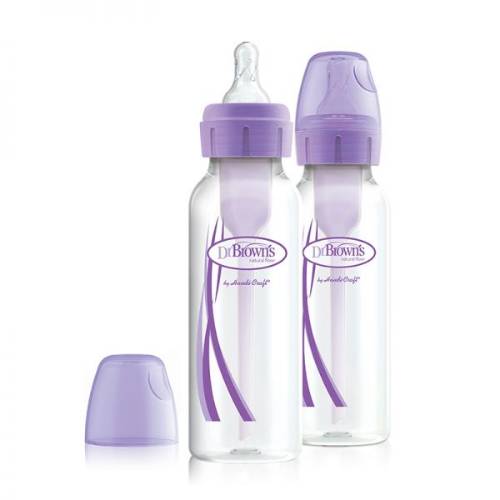 Picture of Dr. Brown's 8 oz / 250ml PP Narrow-Neck "Options" Baby Bottle - Purple, 2-Pack