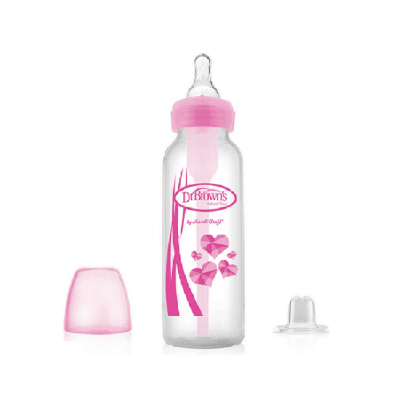 Picture of Dr. Brown's 8 oz / 250ml PP Narrow-Neck "Options" Transition Bottle w/ Sippy Spout - Pink, 1-Pack