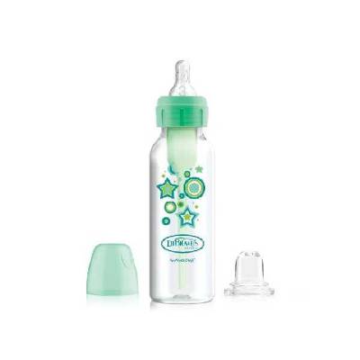 Picture of Dr. Brown's 8 oz / 250ml Options+ Standard- Neck Green Deco Bottle w/ Sippy Spout (+L3 Nipple in Bottle), Single