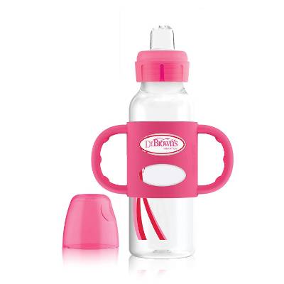 Picture of Dr. Brown's 8 oz / 250ml PP N Sippy Spout Bottle w/ Silicone Handles, Pink, Single