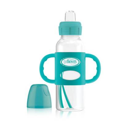 Picture of Dr. Brown's 8 oz / 250ml PP N Sippy Spout Bottle w/ Silicone Handles, Turquoise, Single