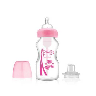 Picture of Dr. Brown's 9 oz / 270ml PP Wide-Neck "Options" Transition Bottle w/ Sippy Spout - Pink, 1-Pack