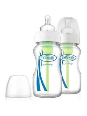 Picture of Dr. Brown's 9 oz / 270ml Options+ Wide-Neck Bottle, PP, BLUE, 2-Pack