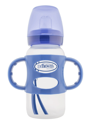 Picture of Dr. Brown's 9 oz / 270ml PP Wide-Neck Sippy Spout Bottle w/ Silicone Handles, Blue, Single