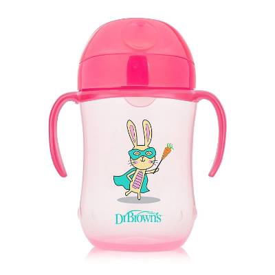 Picture of Dr. Brown's 9 oz / 270ml Soft-Spout Toddler Cup, Pink Superhero (9m+)