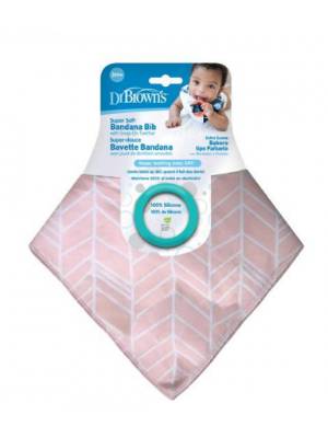 Picture of Dr. Brown's Bandana Bib w/ Teether, Herringbone, Single