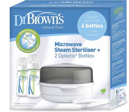 Picture of Dr. Brown's Microwave Sterilizer + 2x 270ml Wide-Neck "Options" Bottles