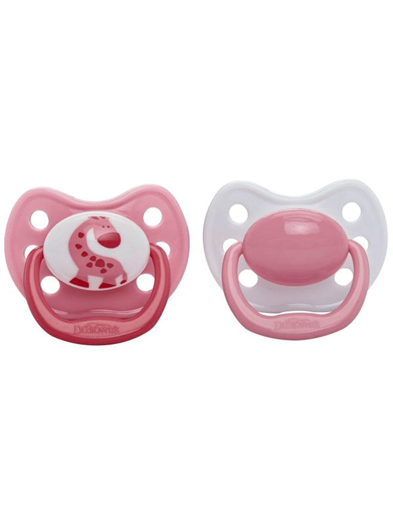 Picture of Dr. Brown&#x27;s Orthodontic Soother Pink Size 3 (12&#x2B; mths), 2-Pack