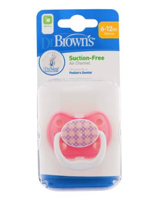 Picture of Dr. Brown's PreVent CLASSIC SHIELD Pacifier - Stage 2 * 6-12M - Pink, 1-Pack