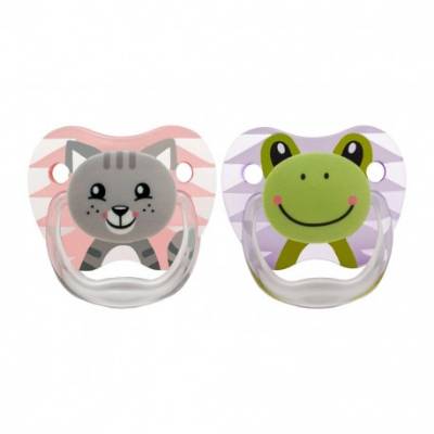 Picture of Dr. Brown's PreVent Printed Shield Pacifier -Stage 1 Girl, 2-pack ANIMAL FACES