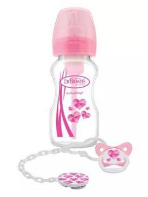 Picture of Dr. Brown's Wide-Neck Options+ Bottle + Soother Gift Set - PINK, PP