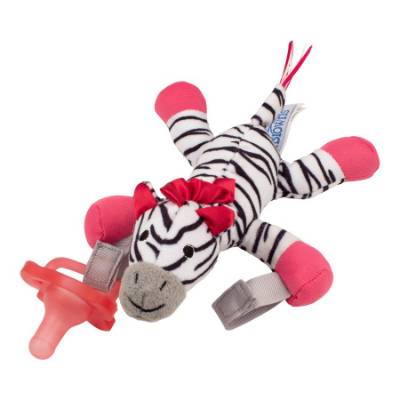 Picture of Dr. Brown's Zebra Lovey with Pink One-Piece Pacifier