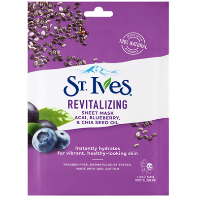 Picture of St. Ives Revitalizing Acai, Blueberry & Chia Seed Oil Sheet Mask 1 nos